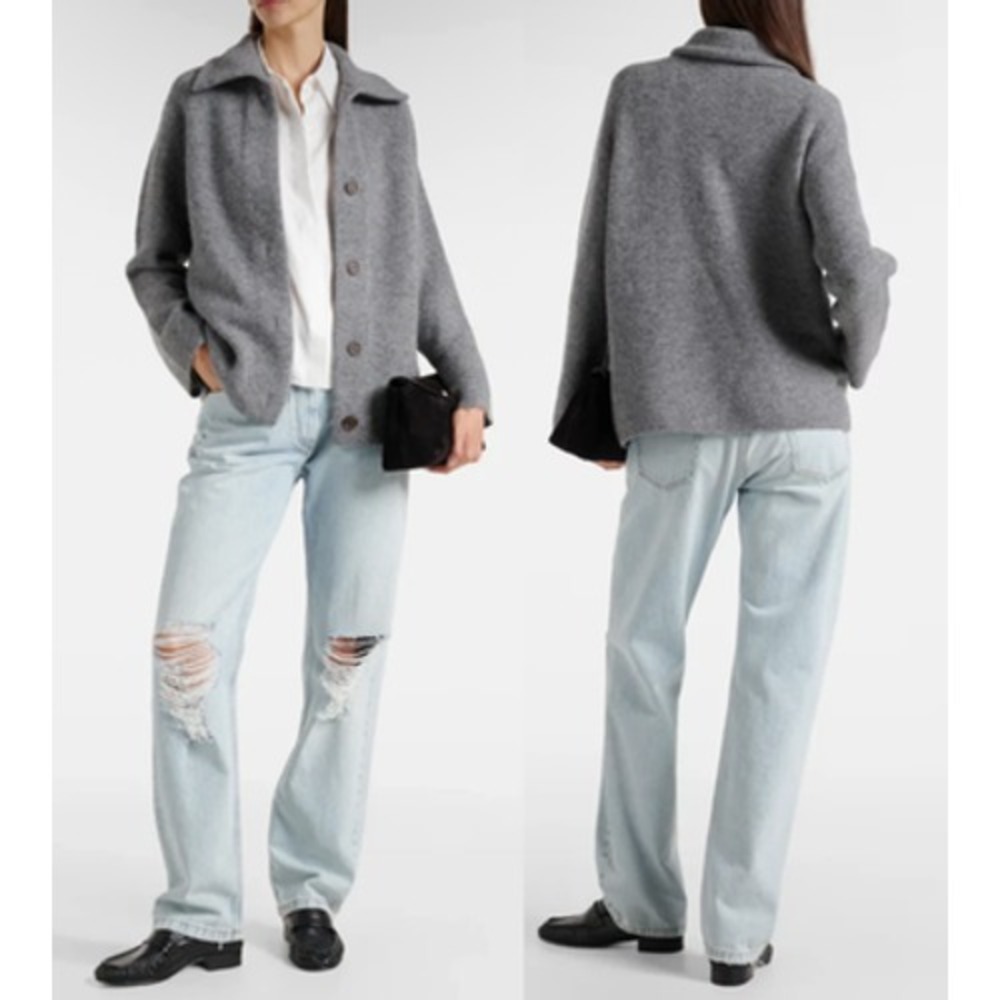 Vince Sweater Womens Large Gray Wool Alpaca Collared Cardigan‎ Knit Minimalist